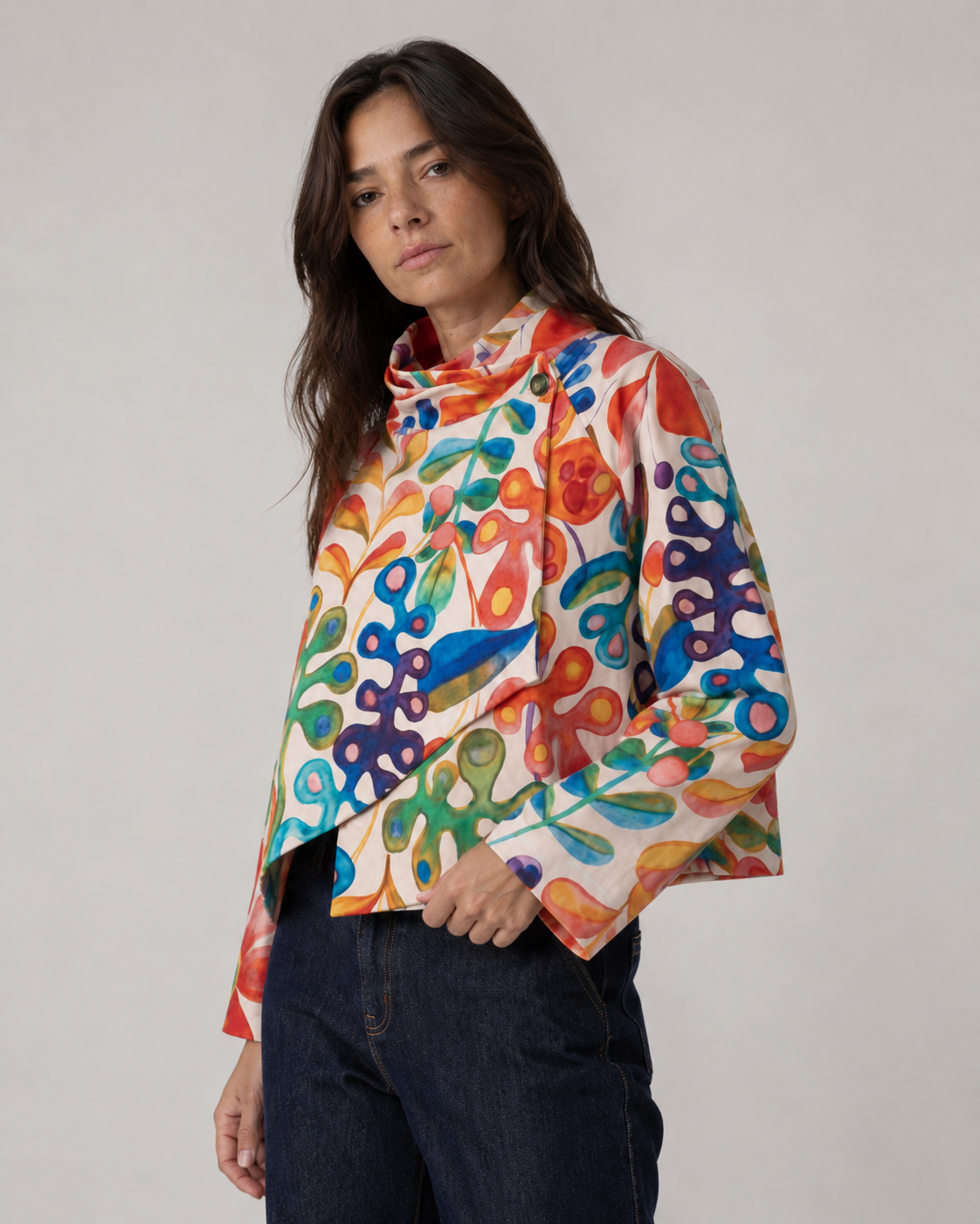 Jachetă Structurată Cu Imprimeu Floral Multicolor
