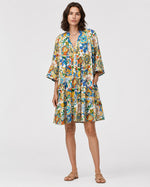 Rochie A line cu mânecă 3/4 și print Murano, vedere din față.