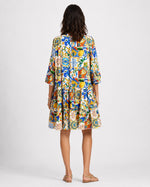 Rochie A line cu mânecă 3/4 și print Murano, vedere din spate.