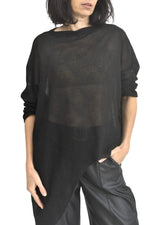 Bluză asimetrică cu sclipici discret, croială foarte amplă și umeri căzuți, culoare neagră