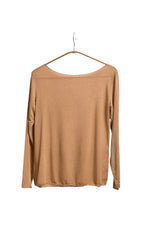 Bluză din cașmir culoare camel, model clasic