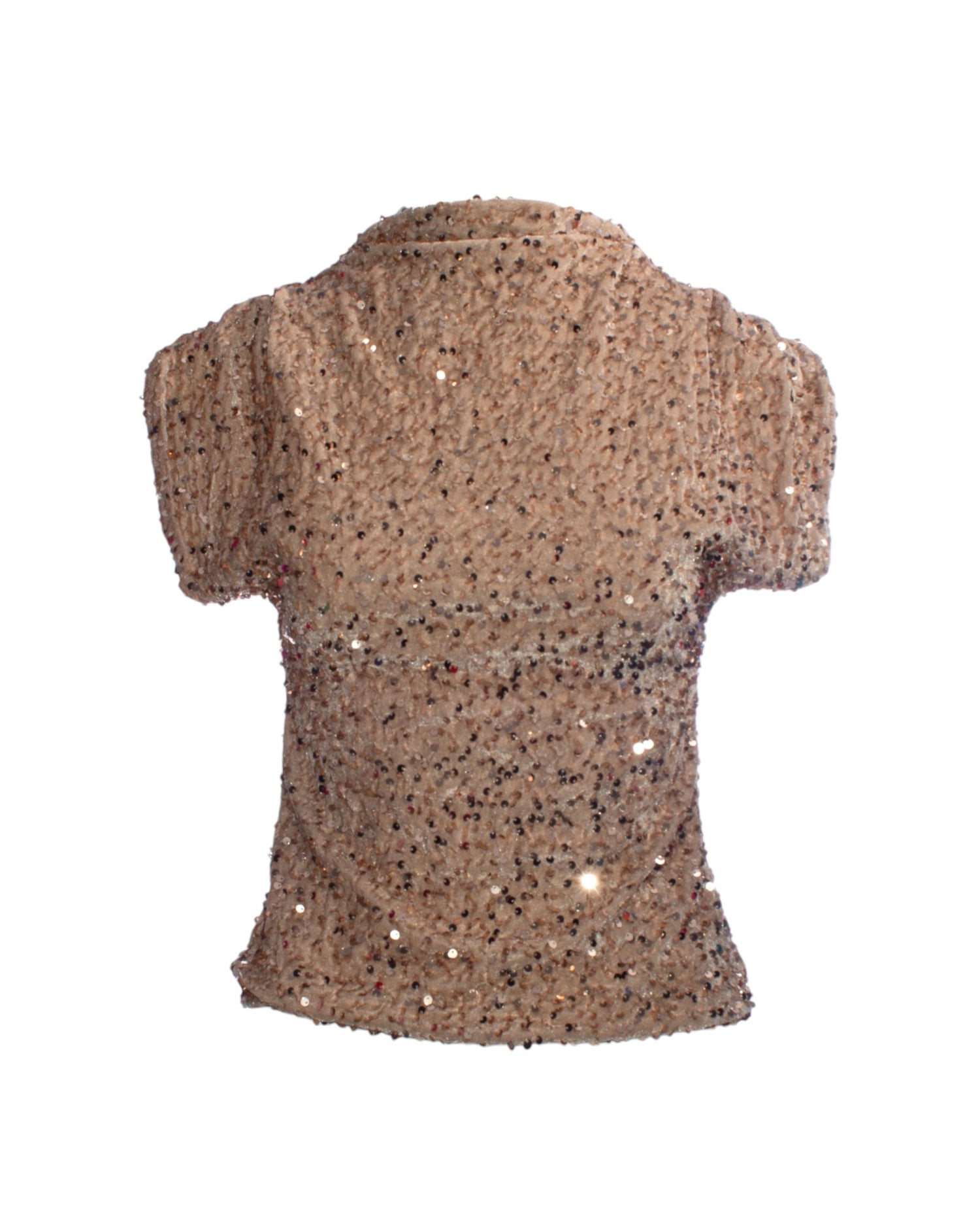 Bluza bej cu paiete, vedere din față, material strălucitor.