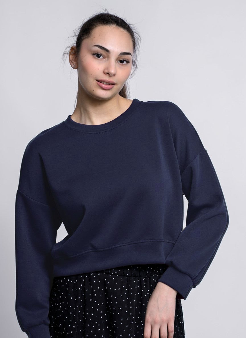 Bluză tip sweatshirt bleumarin cu croială lejeră