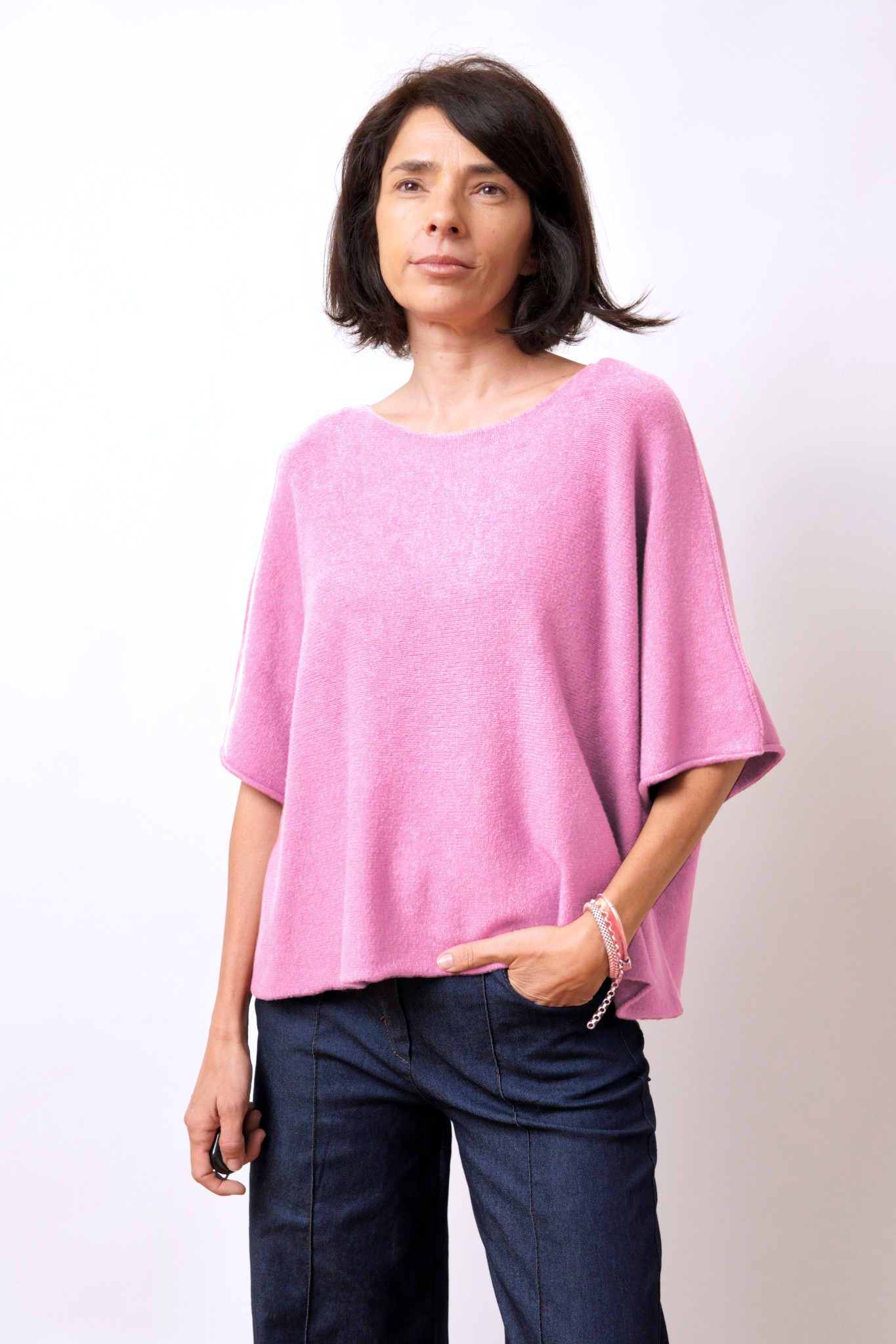 Bluză din tricot moale  cu umeri căzuți și stil casual