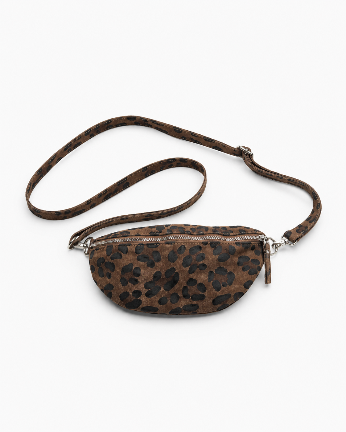 Borsetă din piele întoarsă cu imprimeu animal print, detaliu