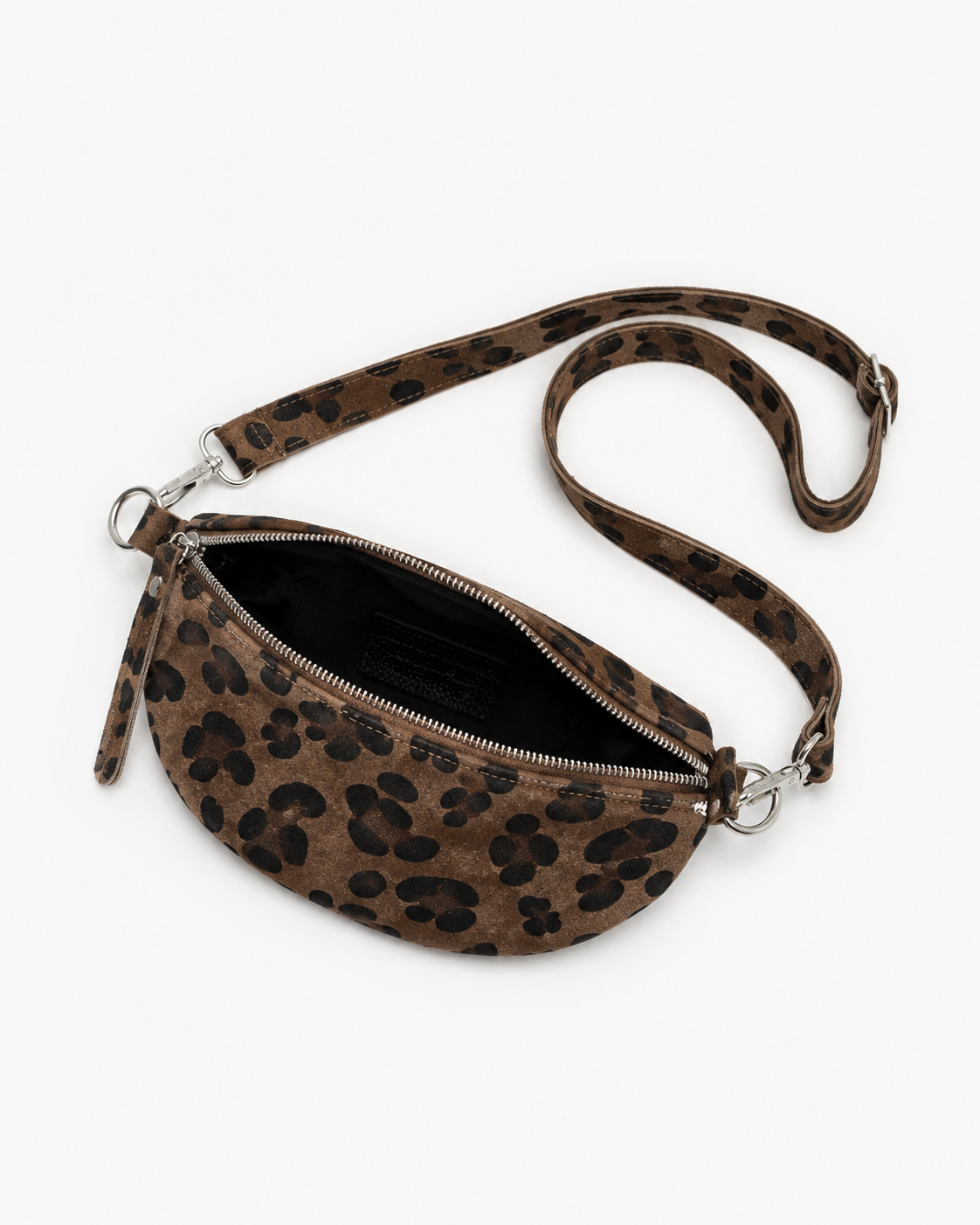 Borsetă din piele întoarsă cu imprimeu animal print, detaliu