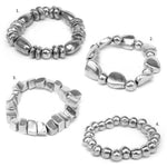 : Set de brățări handmade din aluminiu reciclat, disponibile în diverse modele cu design geometric și organic.