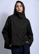 Cămașă oversize neagră cu buzunar aplicat, stil modern