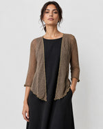 Cardigan tip blazer din plasă fină, maro