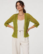 Cardigan tip blazer din plasă fină, verde fistic