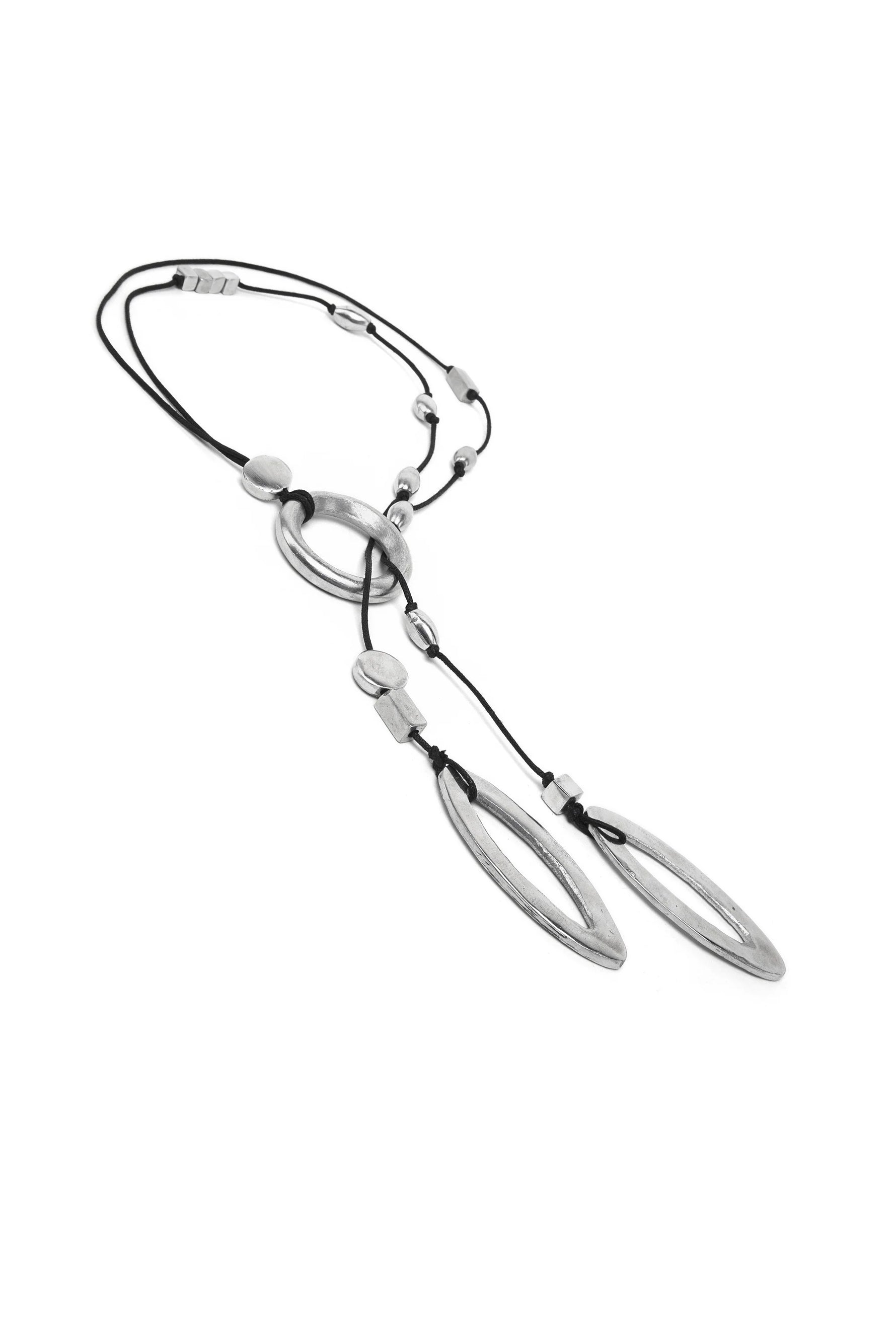 Colier lariat din aluminiu reciclat cu pandantive ovale