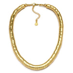 Colier auriu din alamă reciclată, model snake, cu lanț de prelungire și sistem carabină.