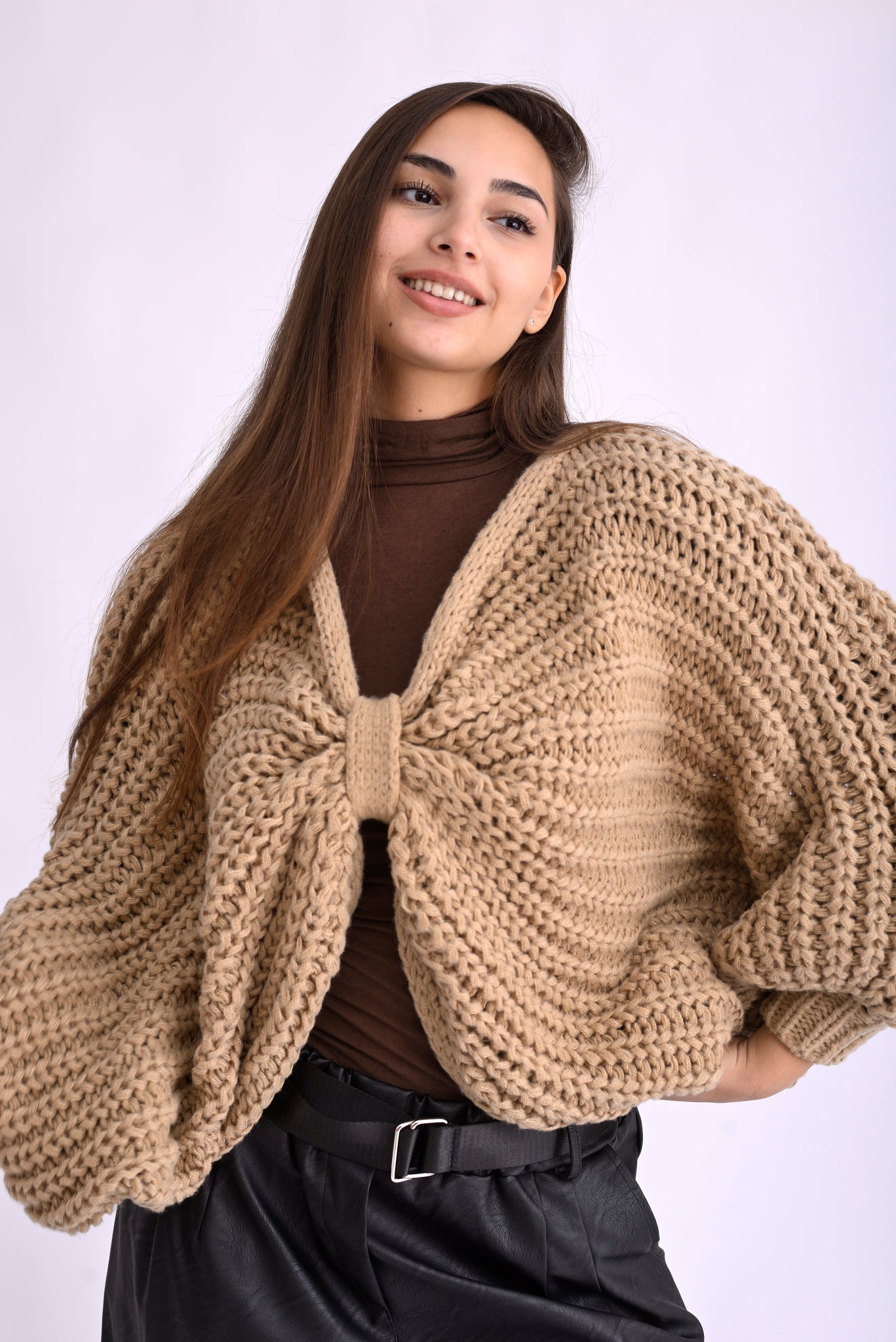 Pulover Supradimensionat Croșetat Cu Ochiuri Largi