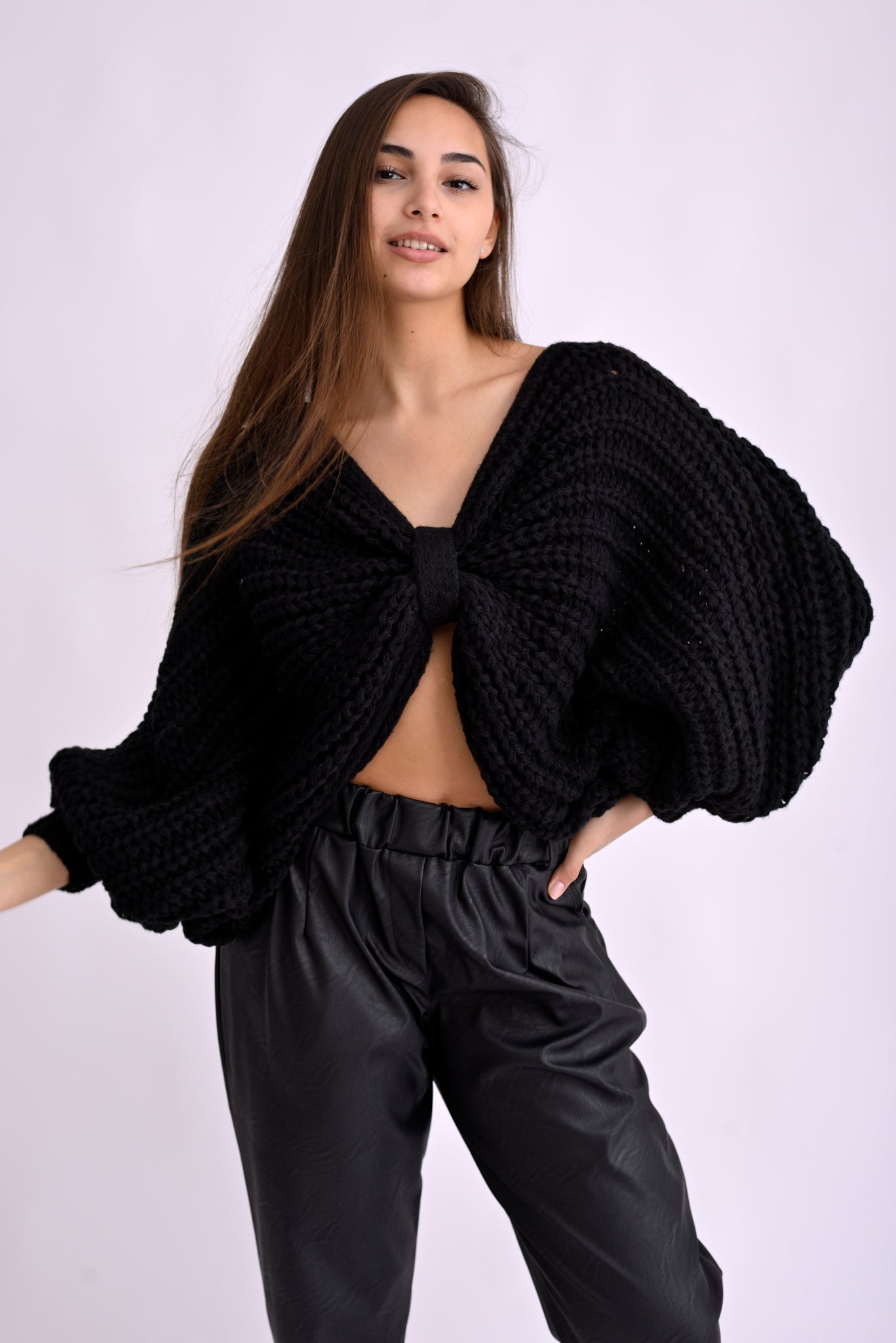 Pulover Supradimensionat Croșetat Cu Ochiuri Largi