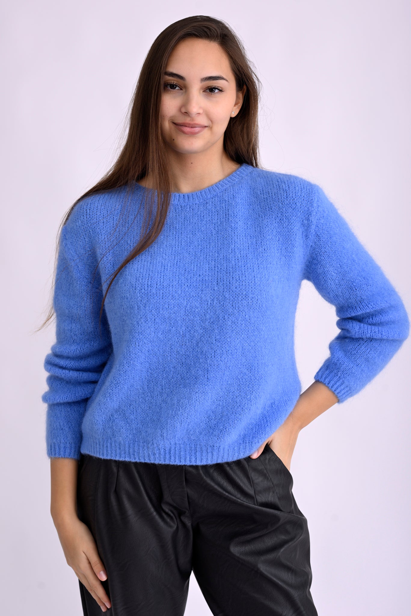 Pulover Tricotat Cu Mâneca Lungă - Amestec Mohair Și Lână