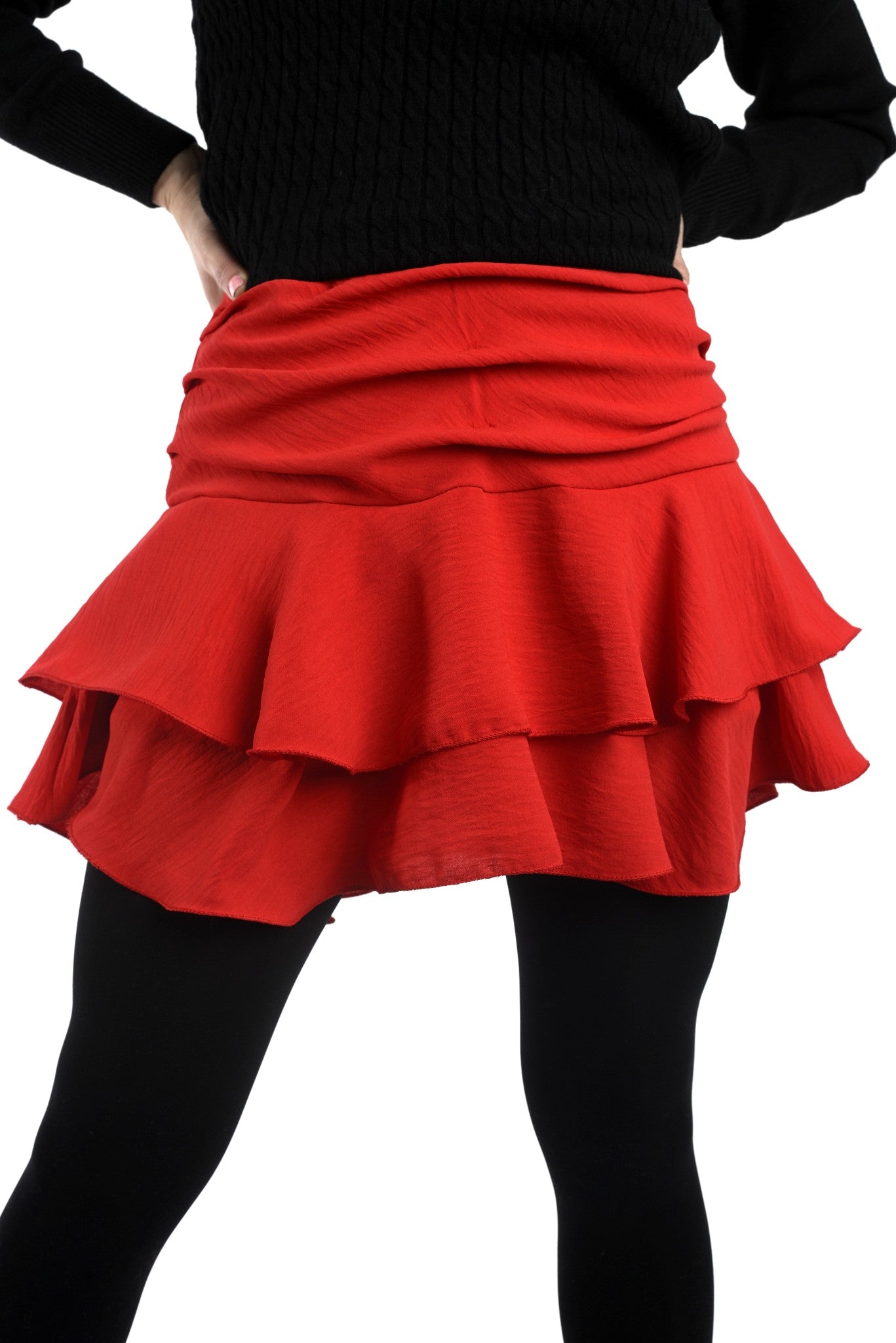 Fustă Scurtă Cu Falduri Și Jupă Pantalon – Croială Lejeră – Confort Zilnic