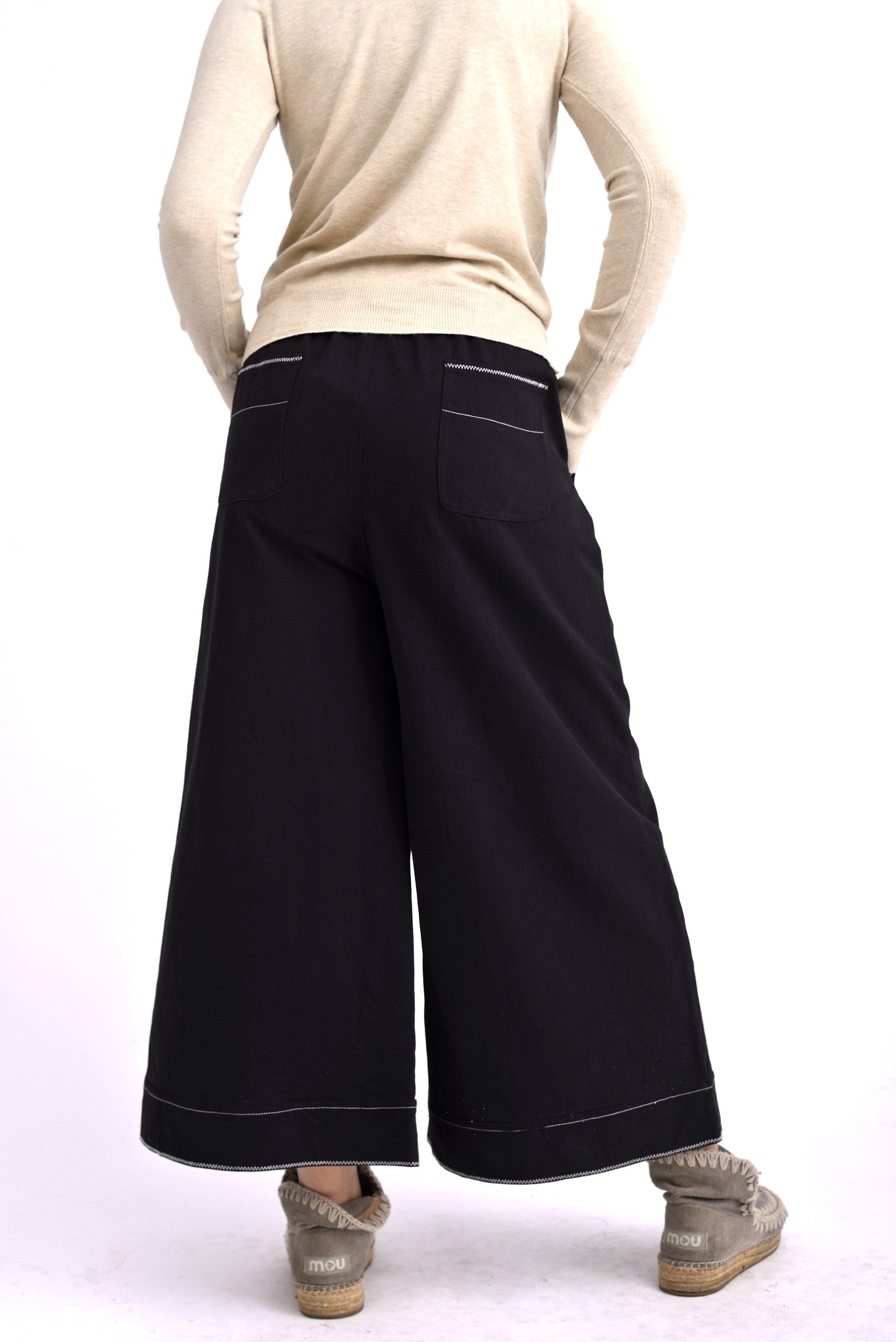 Pantaloni Largi Din Bumbac Cu Talie Elastică