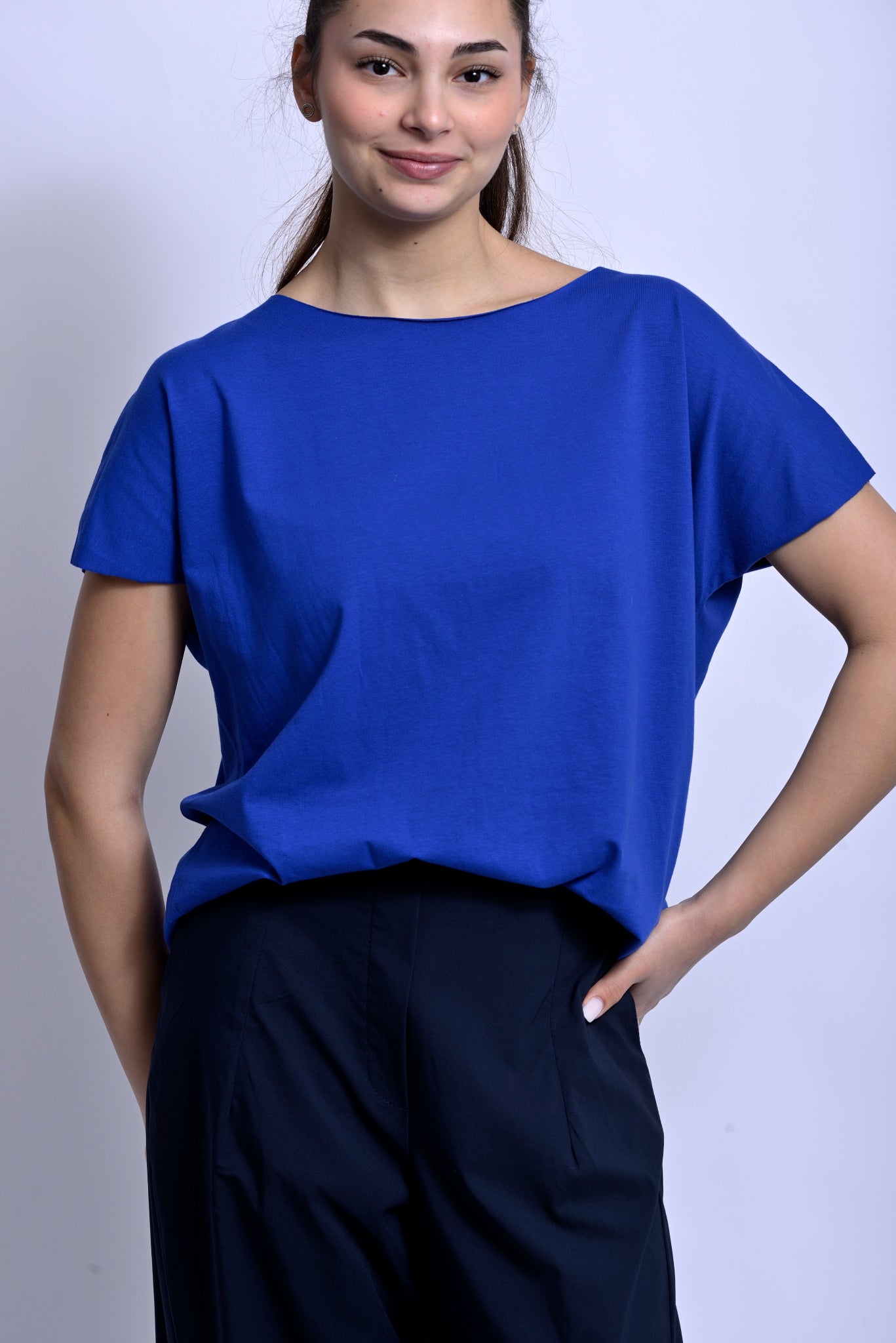 Tricou Basic din Bumbac cu Margini Fără Tiv