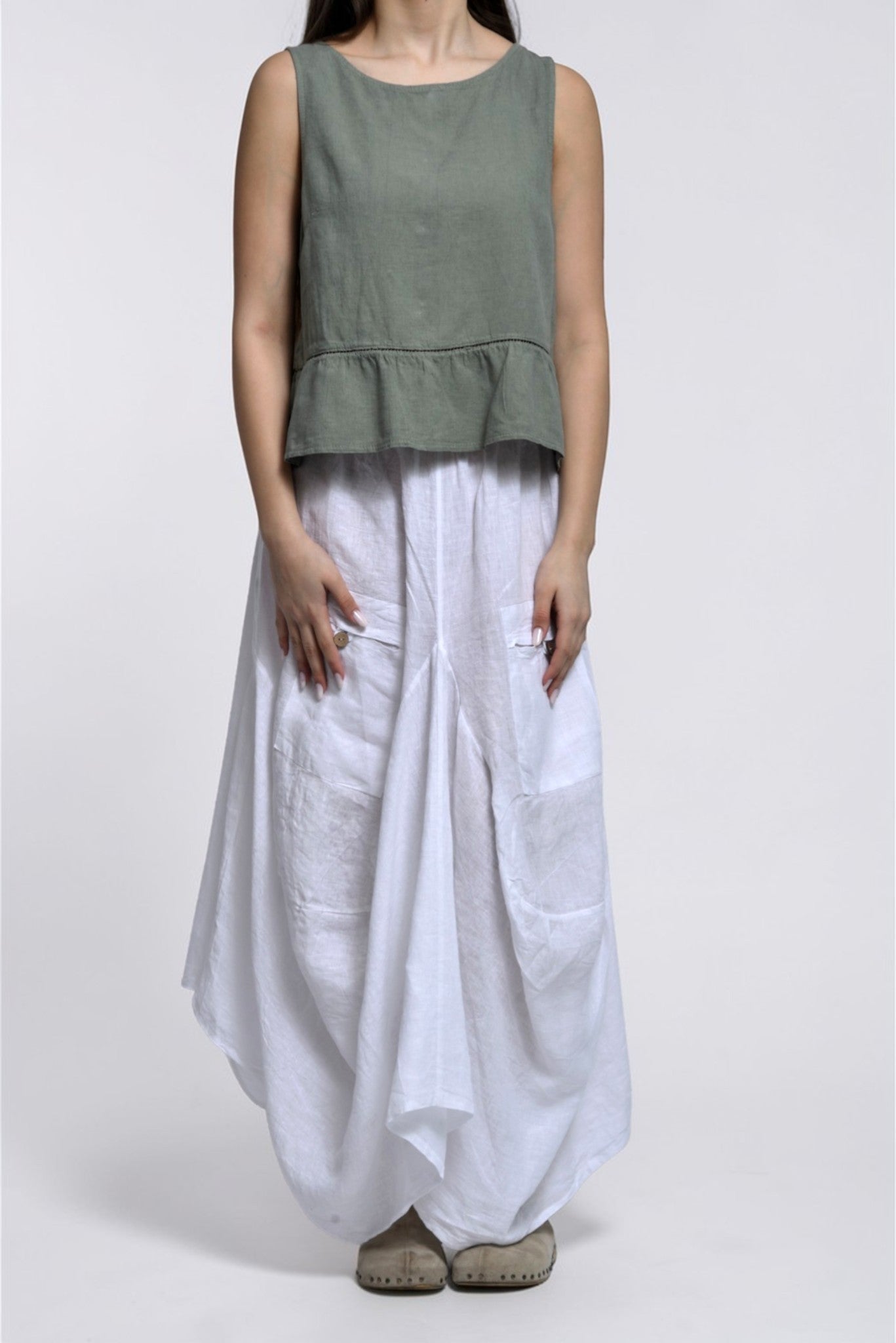 Fustă Lungă Din In – Stil Pantaloni Lejer