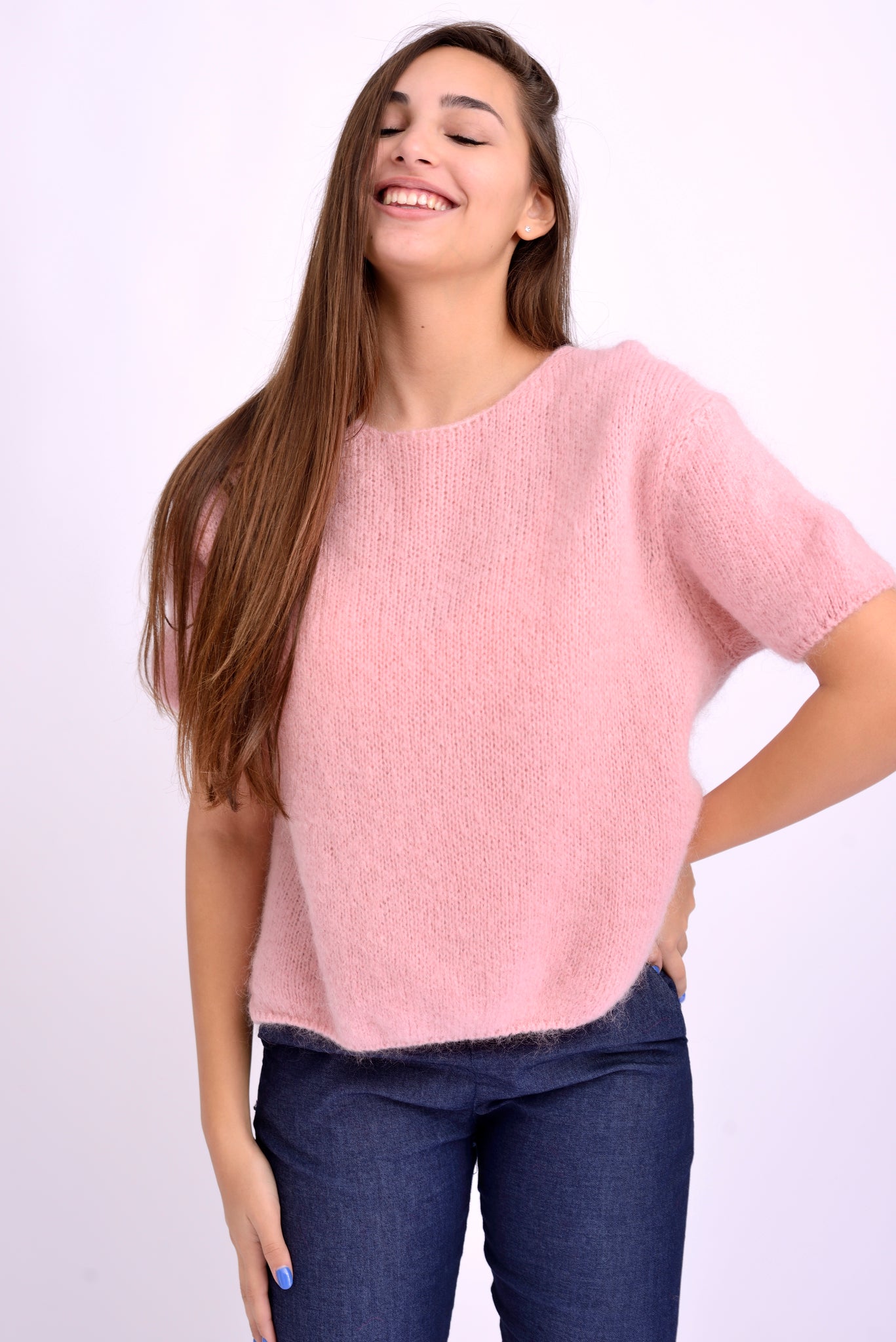 Pulover Cu Mânecă Scurtă Din Mohair