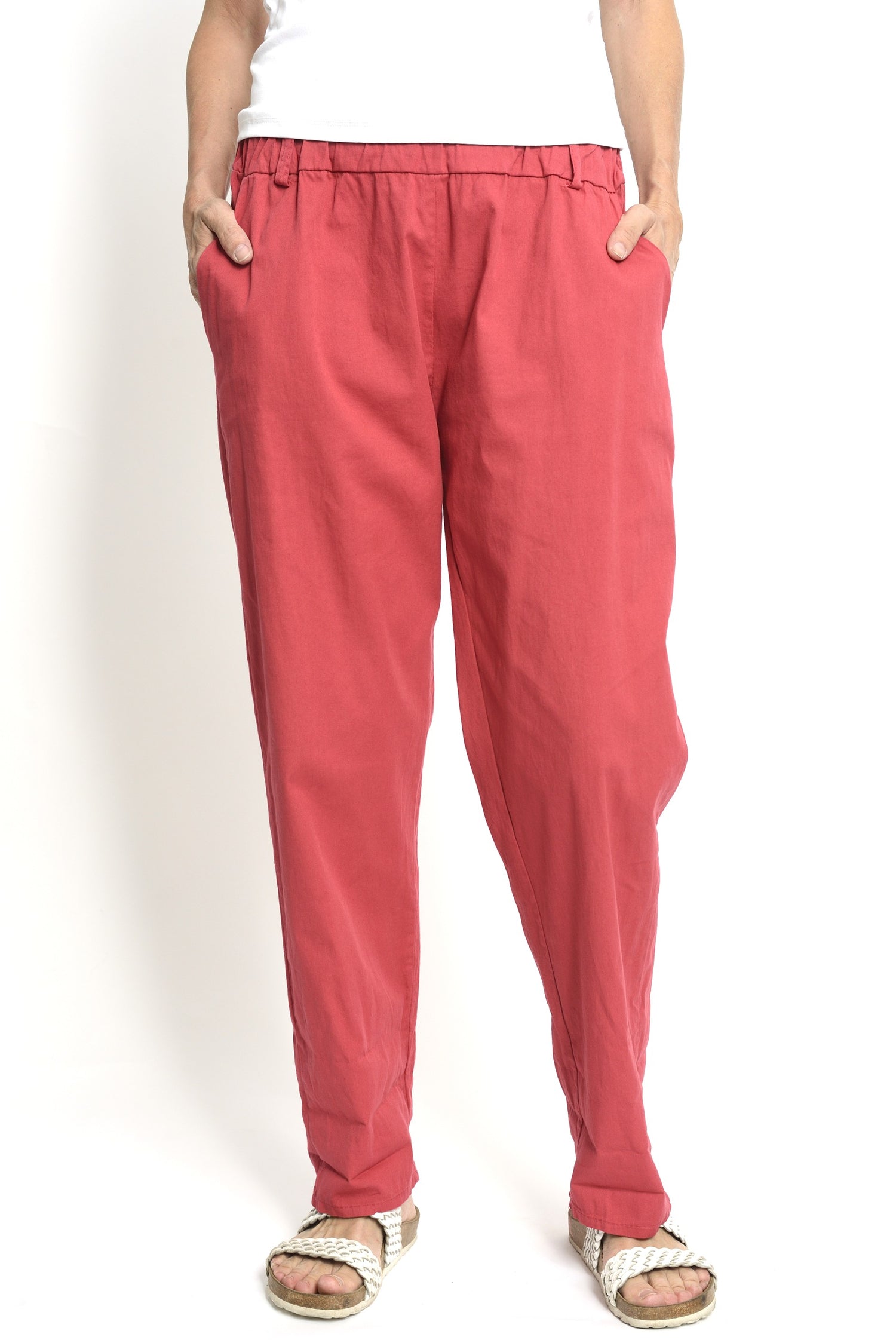 Pantaloni Conici Din Doc Elastic – Talie Medie cu Bandă Lată