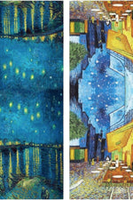 Eșarfă subțire și fină, cu imprimeu inspirat din picturi celebre, potrivită pentru ținute elegante sau casual.