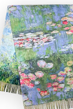 Eșarfă dublă față cu imprimeu „Water Lilies” de Claude Monet, vedere frontală