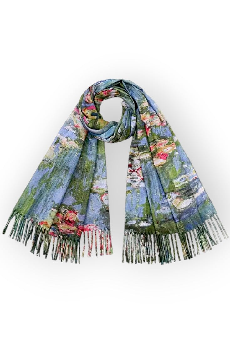Verso eșarfă dublă față cu model continuu inspirat de Monet