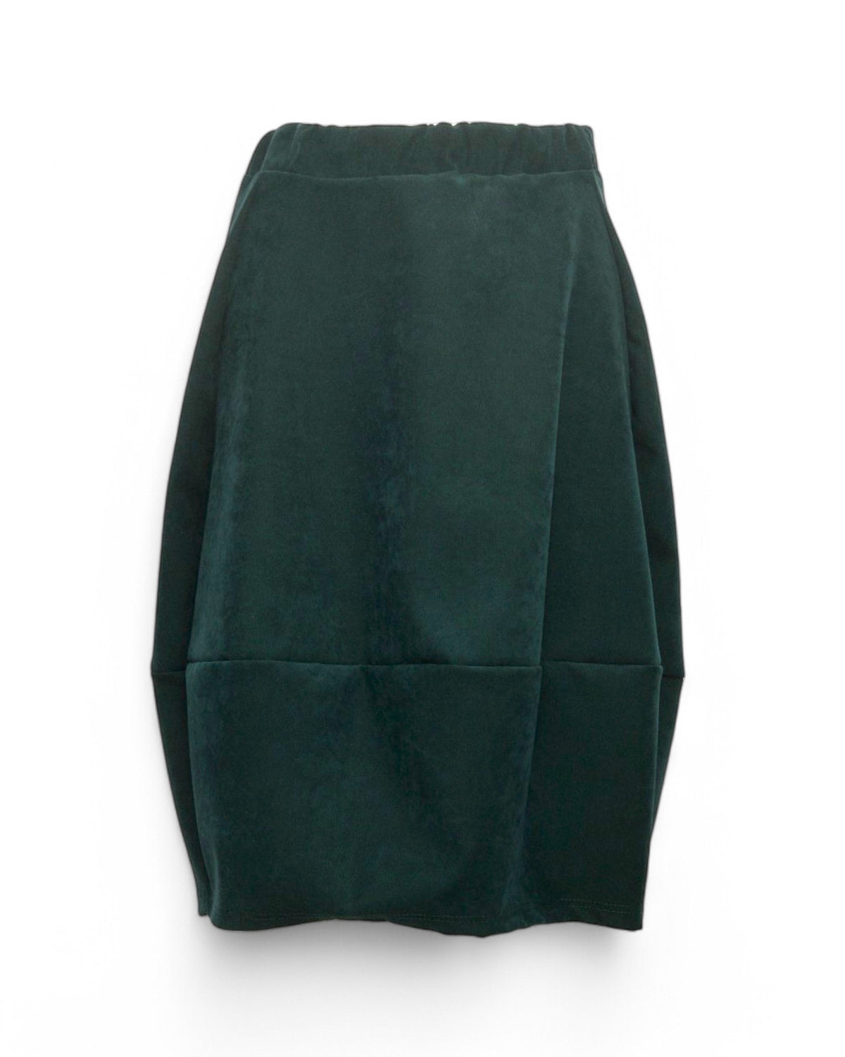 Fustă balon verde închis din catifea reiată fină, vedere din față - All Above Boutique