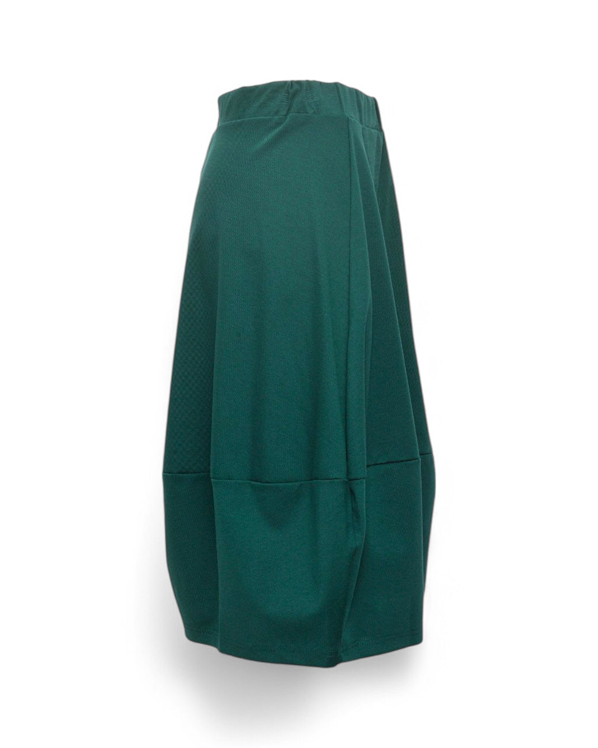 Fustă balon din jerse cu talie elastică, în nuanța verde închis, vedere laterală, All Above Boutique