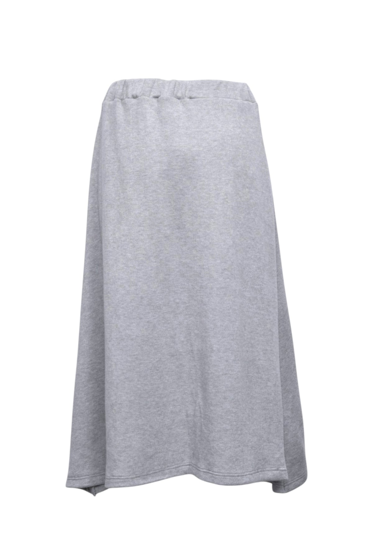 Fustă asimetrică din jerse gros cu șnur dublu, în nuanța gri, vedere din spate, All Above Boutique