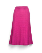 Fustă evazată din jerse cu relief zig-zag, în nuanța fucsia, vedere frontală, All Above Boutique