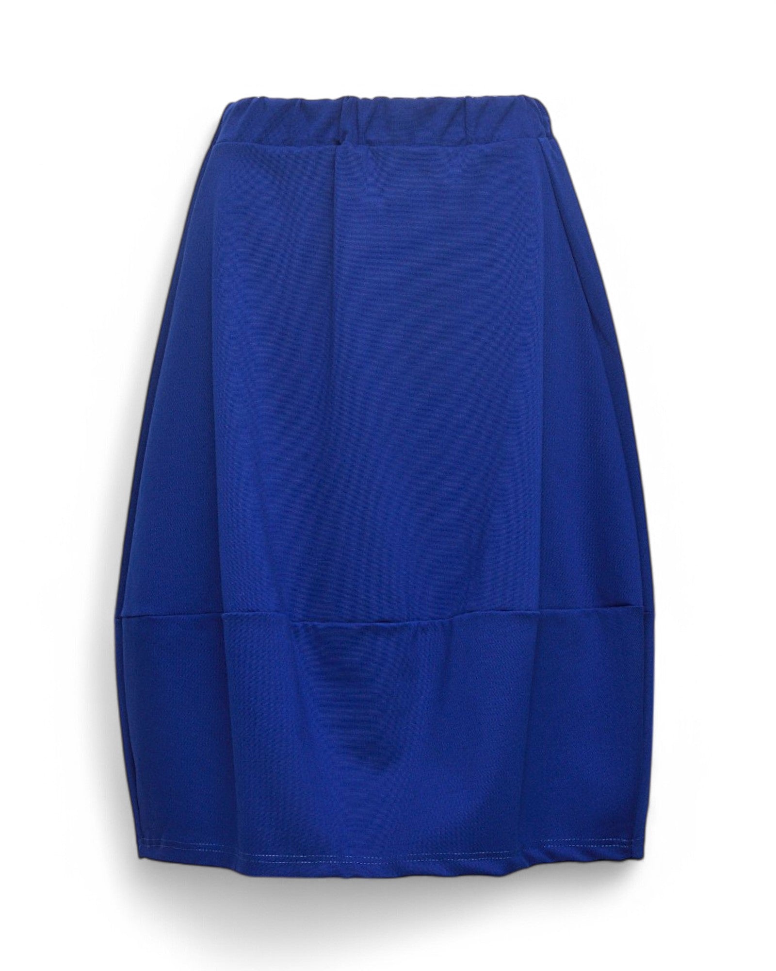 Fustă tip balon din jerse, culoare albastru intens, ideală pentru ținute casual sau elegante.