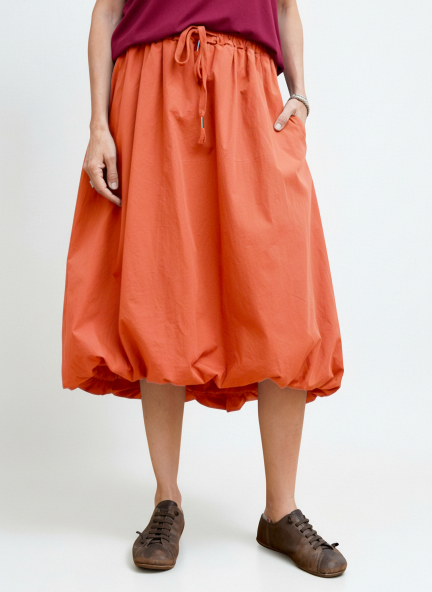 Fustă Gogoșar Din Bumbac Cu Talie Reglabilă