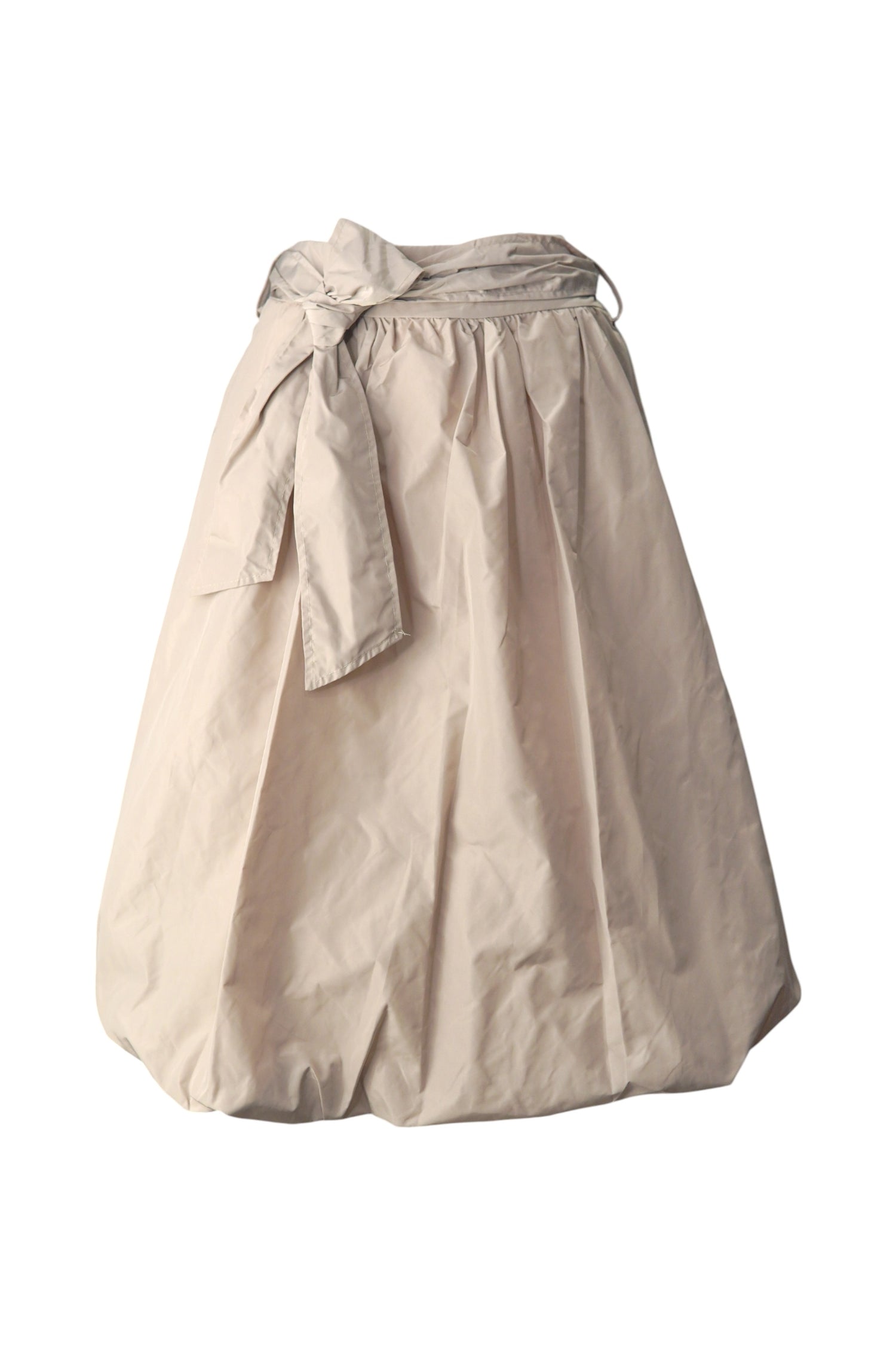 Fustă bej elegantă cu croială rotundă și fundă în talie