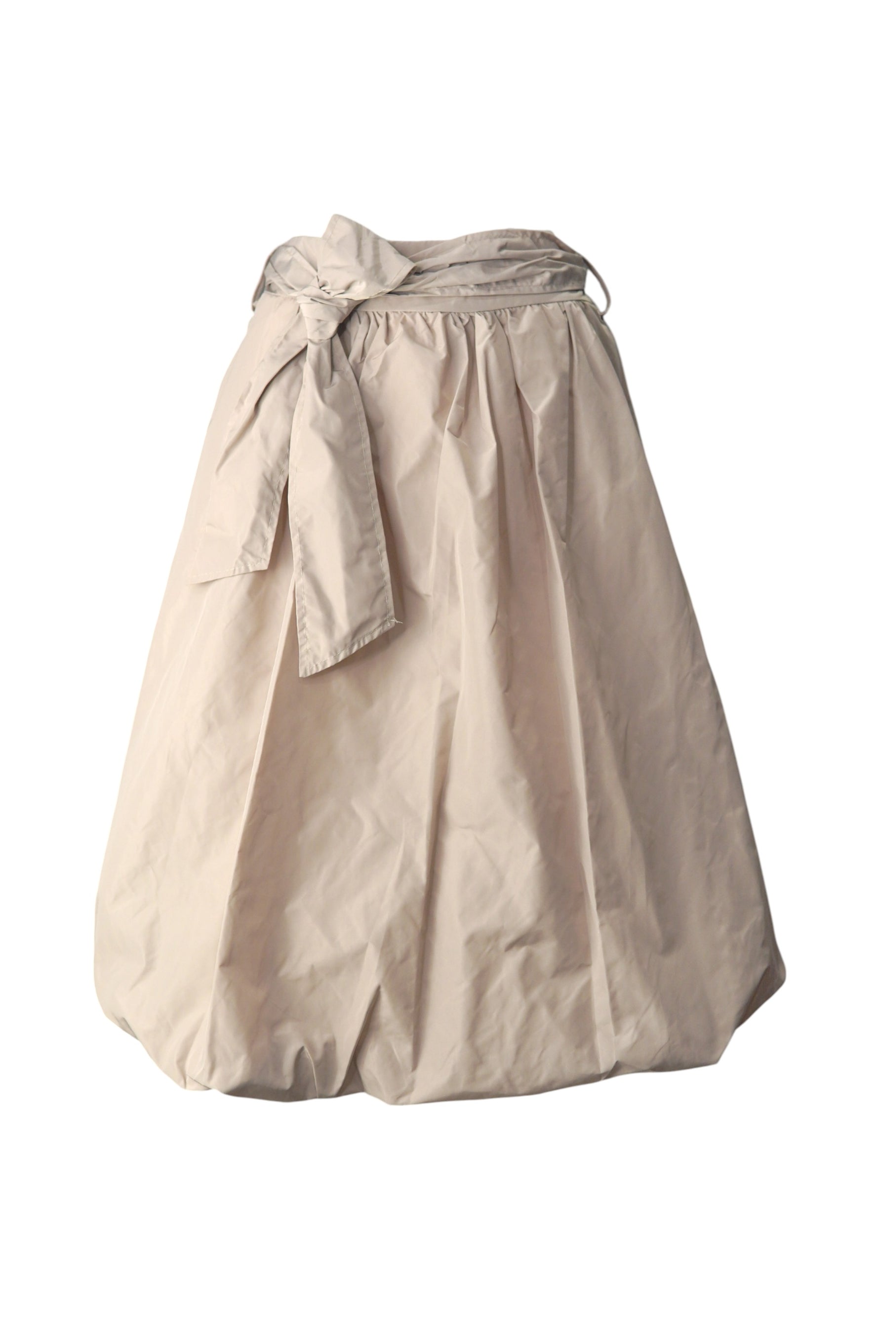 Fustă bej elegantă cu croială rotundă și fundă în talie