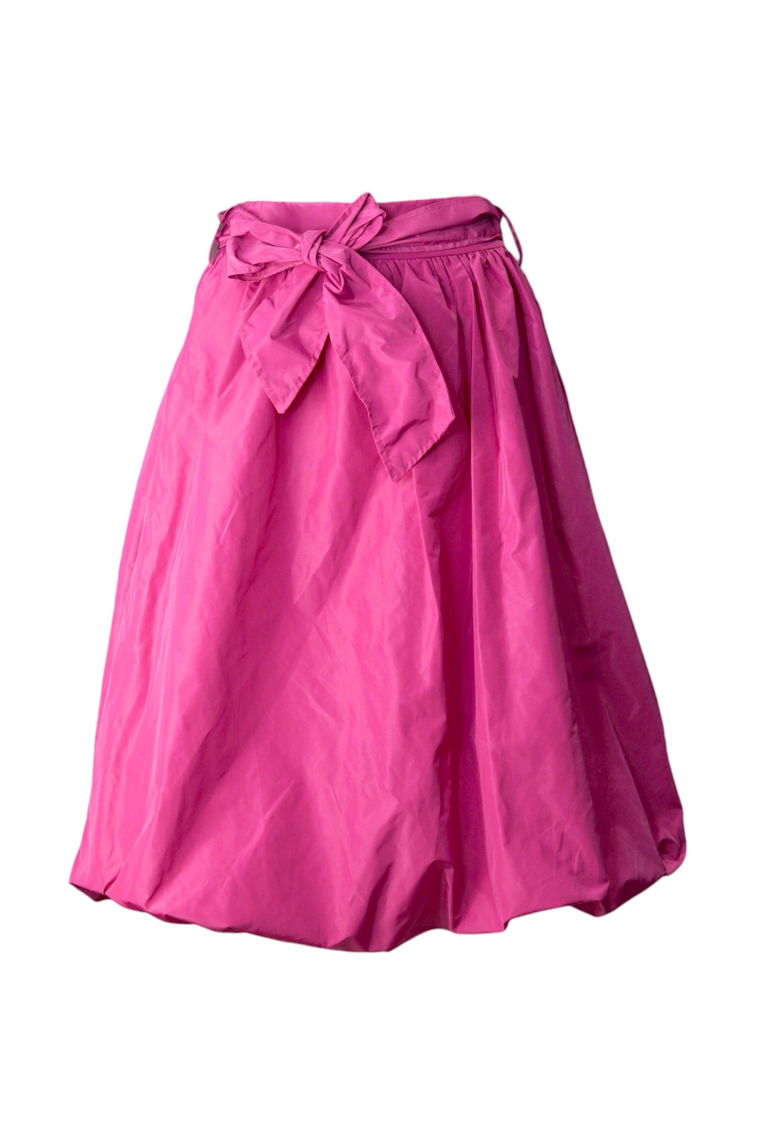 Fustă tip gogoașă din tafta fucsia, cu fundă decorativă în talie