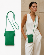 Geantă etui din piele naturală, verde