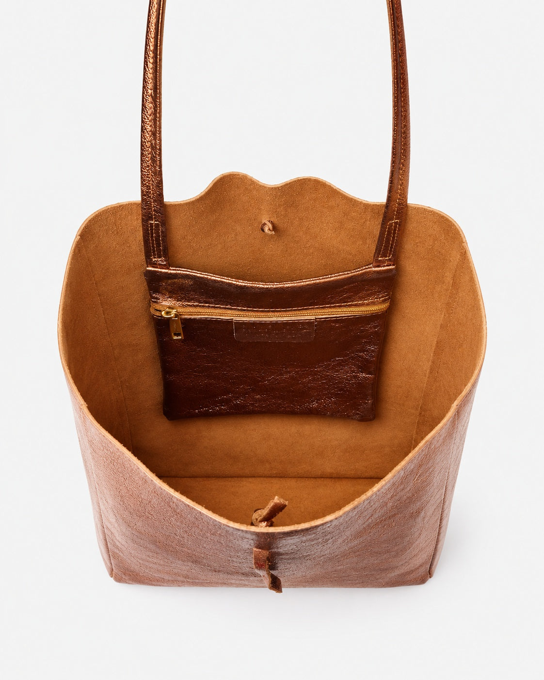 Geantă shopper din piele metalizată, interior