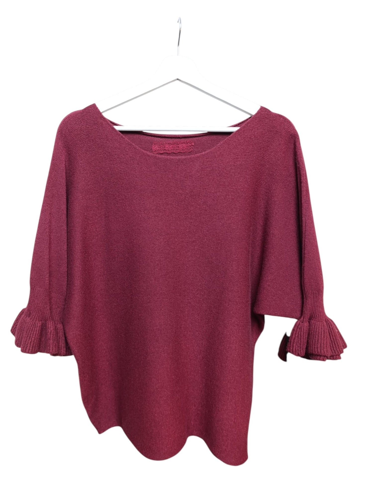 Bluză Din Tricot Soft Cu Mânecă 3/4 Cu Volan