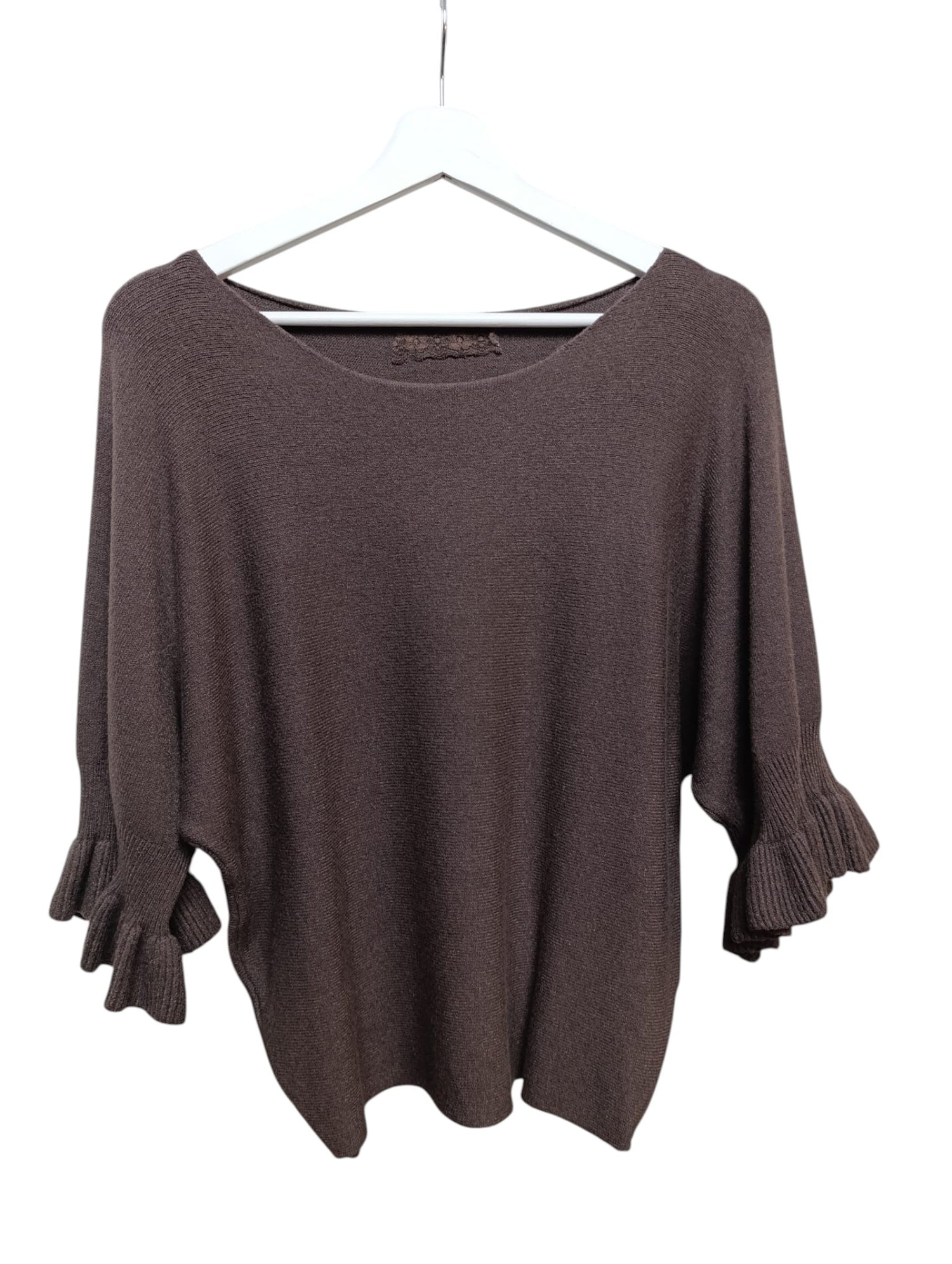 Bluză Din Tricot Soft Cu Mânecă 3/4 Cu Volan