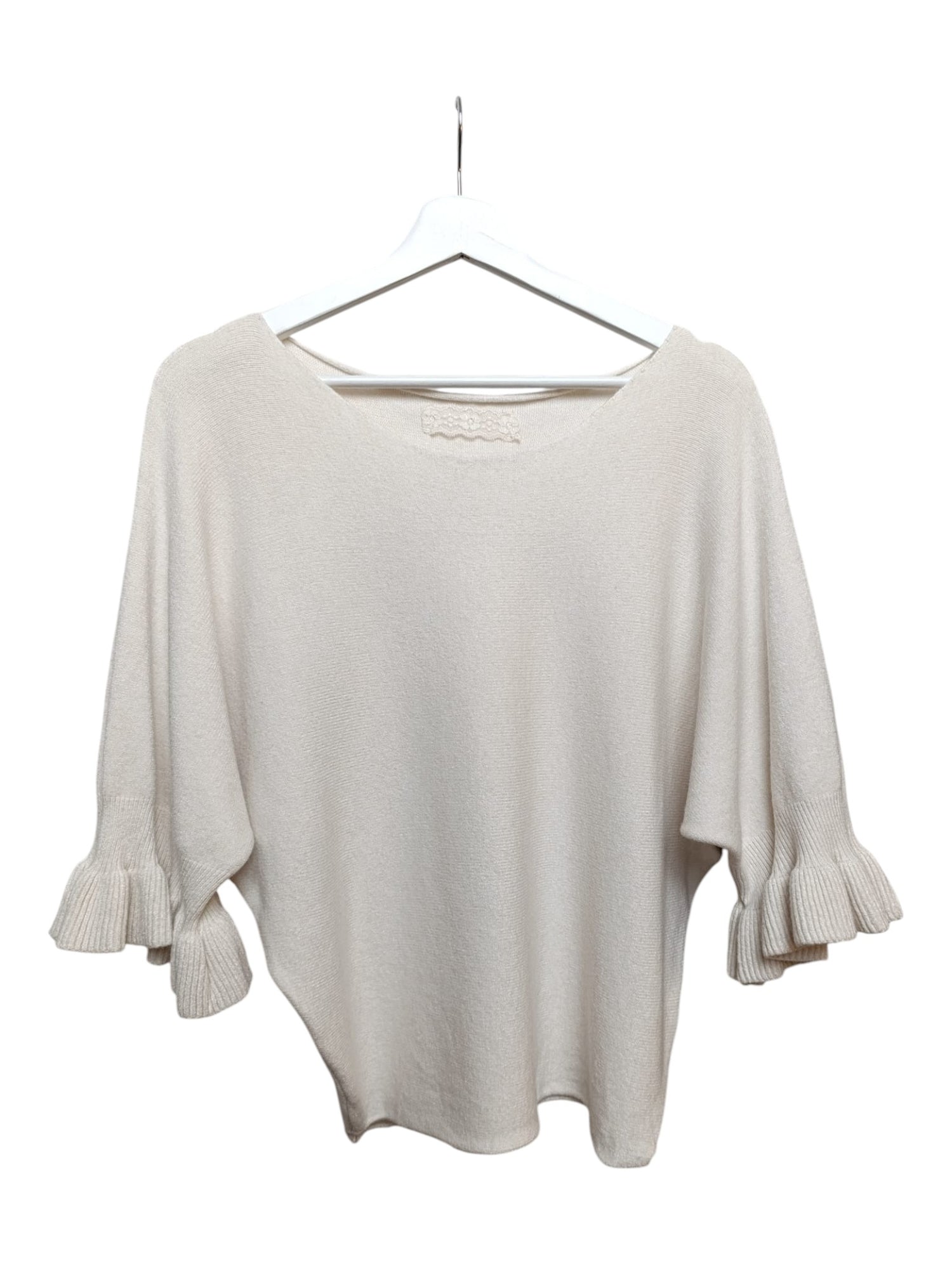 Bluză Din Tricot Soft Cu Mânecă 3/4 Cu Volan