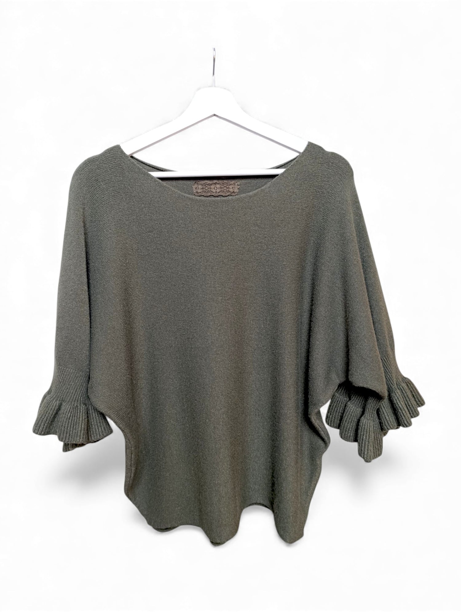 Bluză Din Tricot Soft Cu Mânecă 3/4 Cu Volan