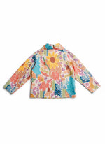 Jacheta cu imprimeu floral multicolor, croială lejeră.