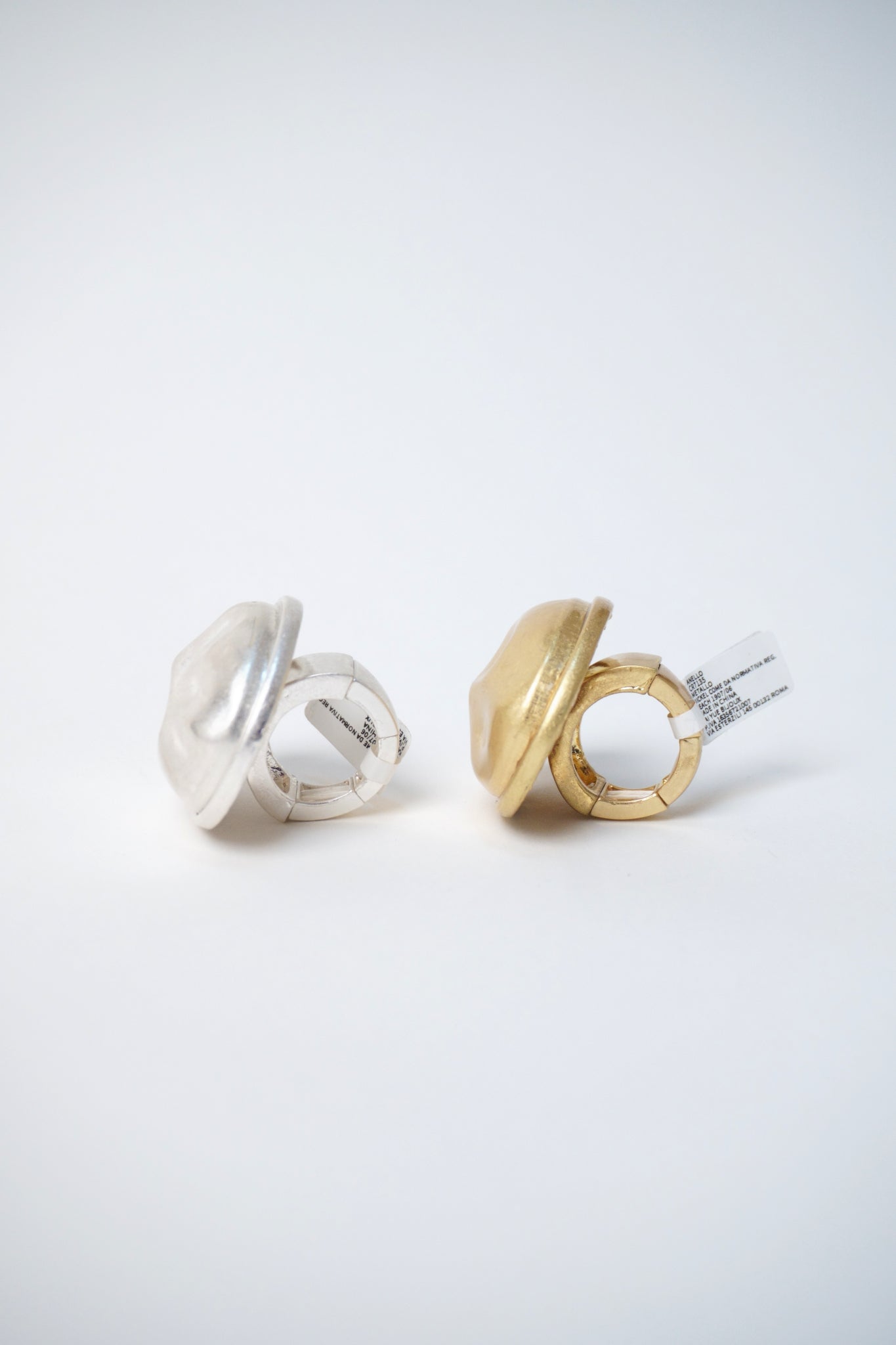 Set de inele masive din metal, ajustabile, finisaje auriu și argintiu, nickel tested