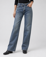 Jeans drepți cu slit oblic cu nasturi