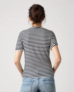 Tricou din viscoză și mătase cu dungi, vedere din spate, All Above Boutique.