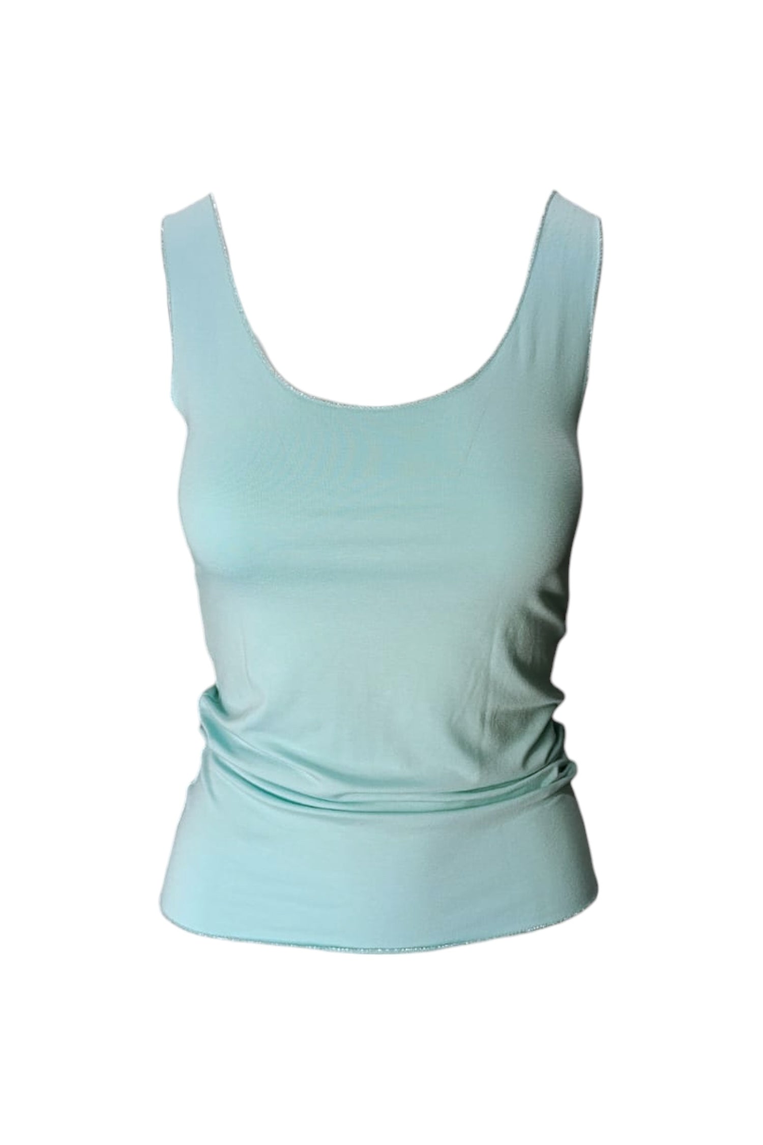 Maieu basic aqua pastel din viscoză, cu croială dreaptă.