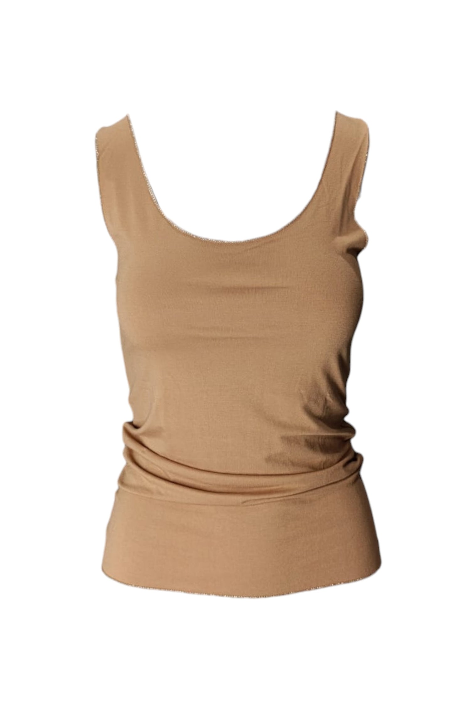 Maieu basic bej deschis din viscoză, stil minimalist, ideal pentru vară.