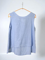 Maieu din in bleu pastel, cu croială dreaptă și material subțire, văzut din spate